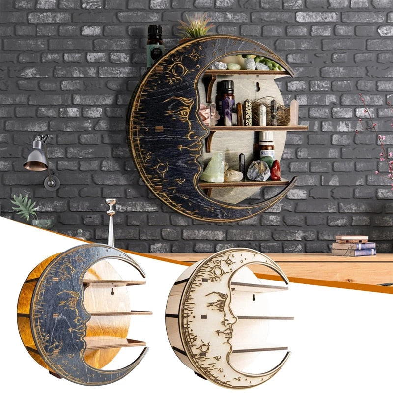 Wooden Floating Moon Shelf