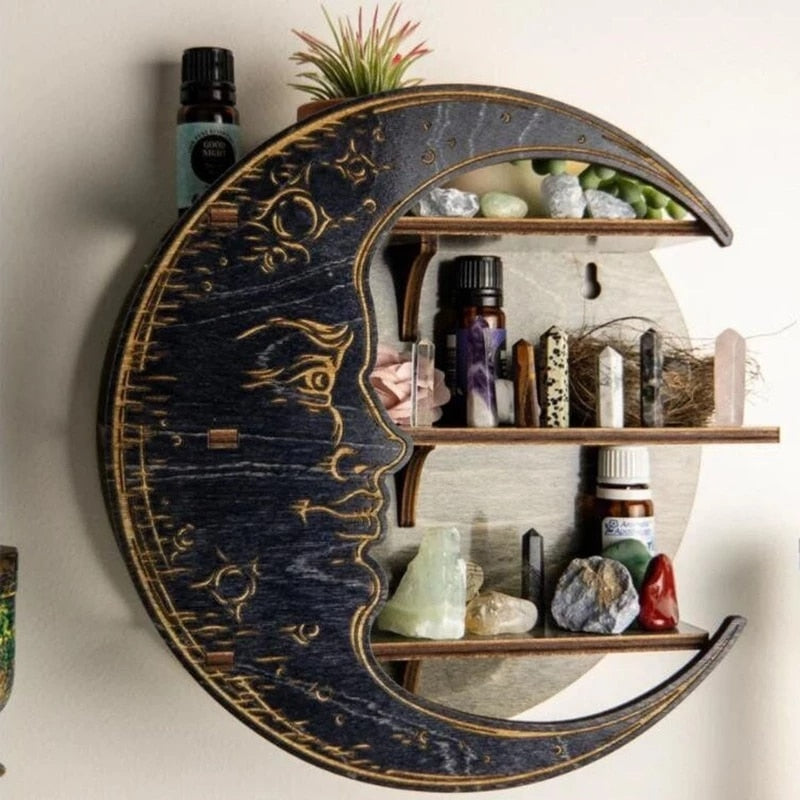 Wooden Floating Moon Shelf