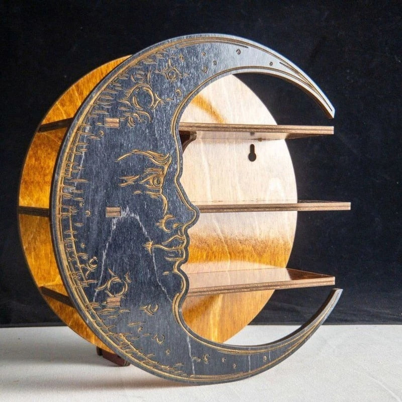 Wooden Floating Moon Shelf