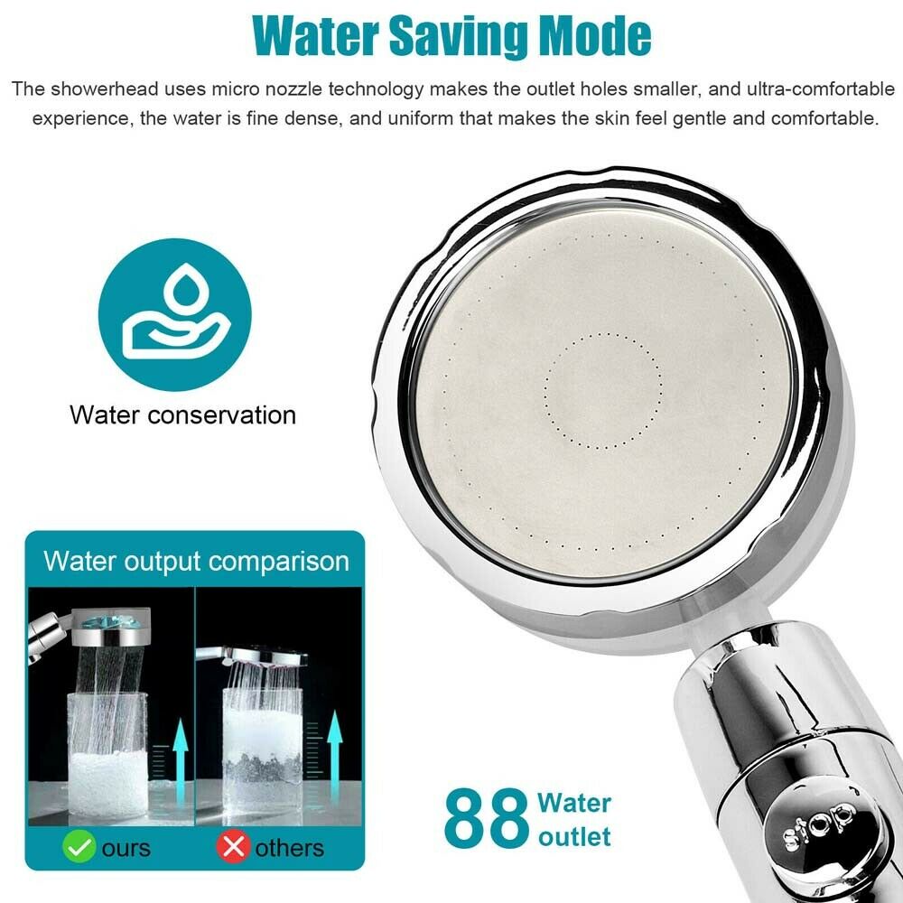 360 Degree Power Shower Head - Water Saving Rain Shower