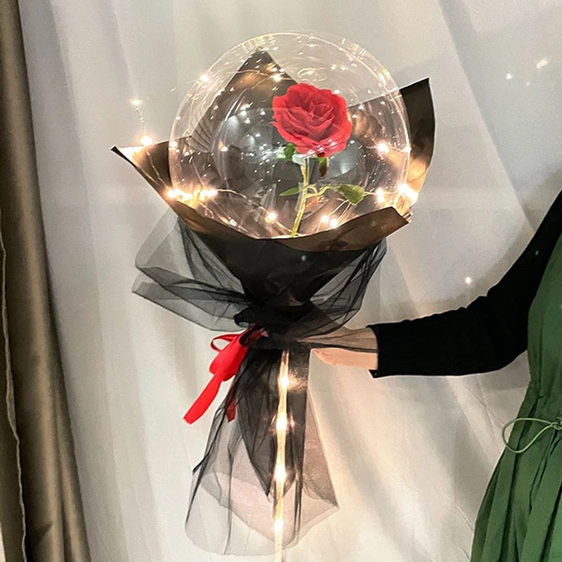 LED Luminous Balloon Rose Bouquet Transparent