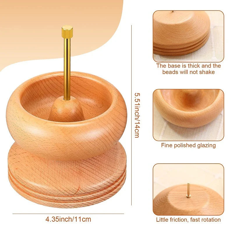 Wooden Beading Spinner - 2 FREE Curved Needle!