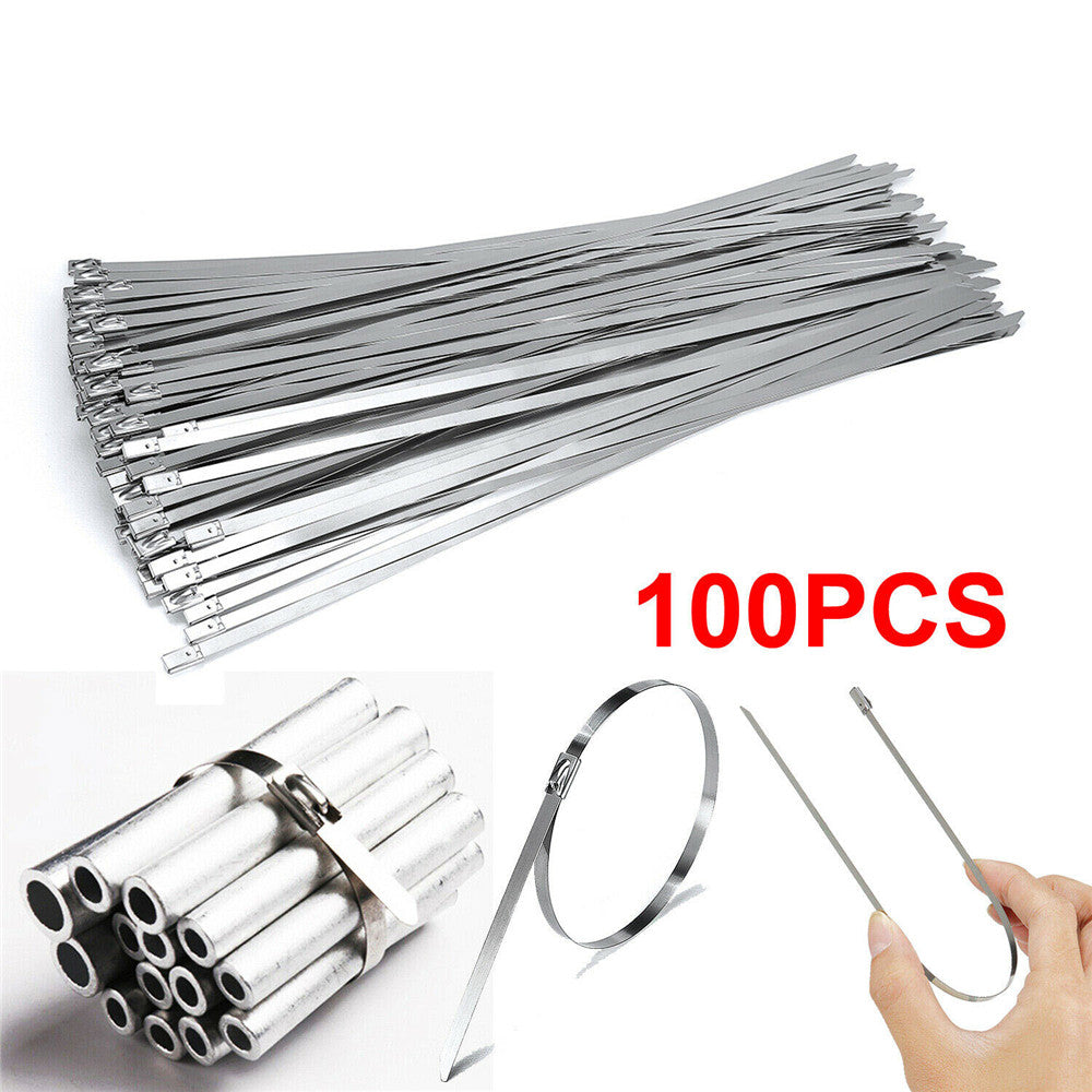 Heavy Duty Stainless Steel Cable Ties - 100 PCS